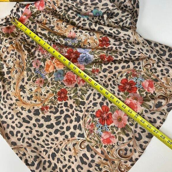 Johnny Was Amabel 100% Silk Blouse Large Cheetah Print Button Up Extra Large - Picture 13 of 14